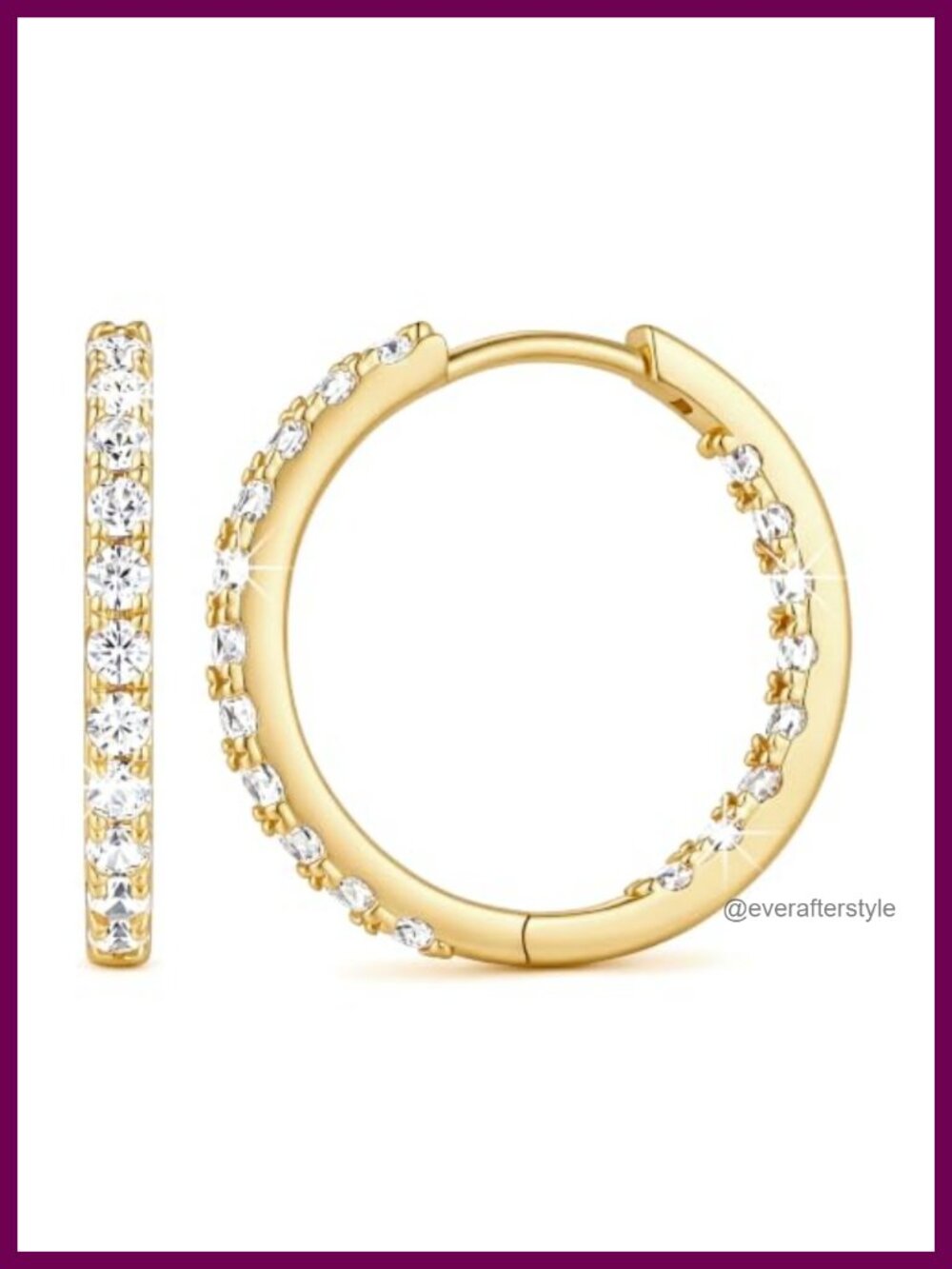 14K Gold Plated Hoop Earrings with CZ